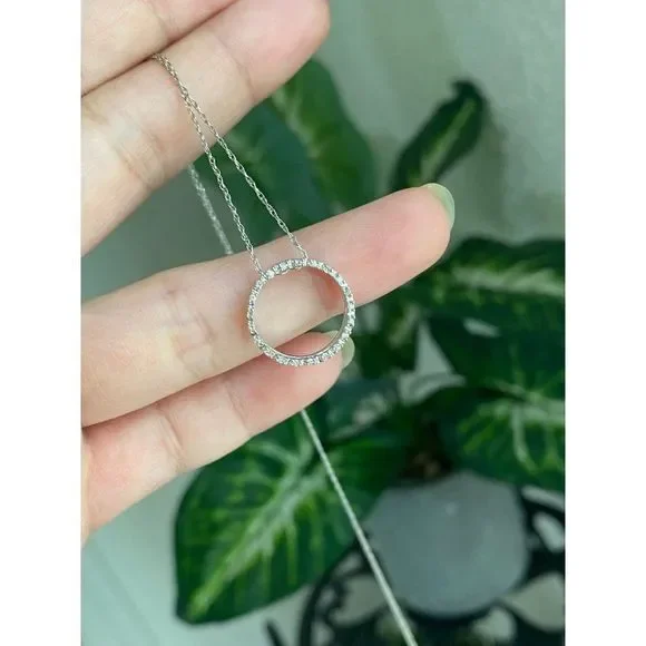 10k Diamond Eternity Pendant Necklace - Picture 7 of 10